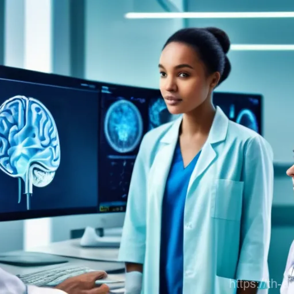 AI 기반 치료법의 효과 및 윤리적 검토 - **Prompt 1: AI-Enhanced Medical Diagnosis**
"A diverse team of medical professionals, including ...