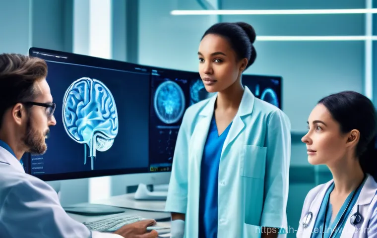 AI 기반 치료법의 효과 및 윤리적 검토 - **Prompt 1: AI-Enhanced Medical Diagnosis**
    "A diverse team of medical professionals, including ...