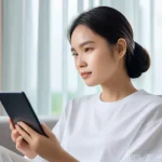 AI 테라피의 효과성에 대한 윤리적 논의 - **Prompt:** A young Thai woman, in her late twenties, with a thoughtful and calm expression. She is ...