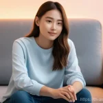 AI 테라피의 법적 쟁점 - **Prompt:** A young adult, wearing a comfortable, modest outfit like a long-sleeved shirt and jeans,...