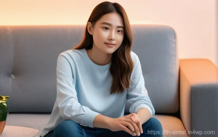 AI 테라피의 법적 쟁점 - **Prompt:** A young adult, wearing a comfortable, modest outfit like a long-sleeved shirt and jeans,...