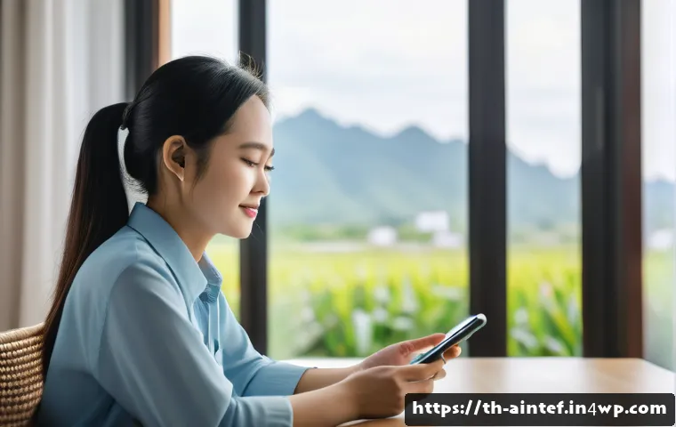 AI 기반 심리 상담의 진화 - A modern digital therapy session scene showing a young Thai adult woman sitting comfortably at home,...